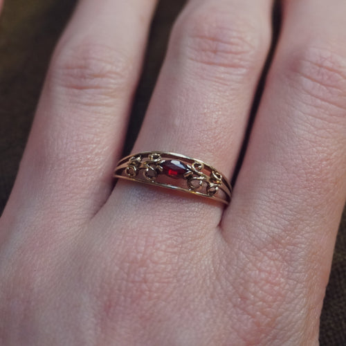 Garnet Scroll Ring