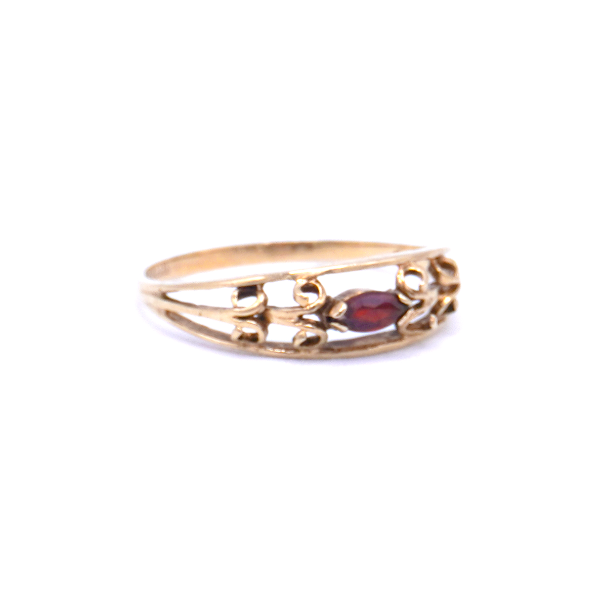 Garnet Scroll Ring