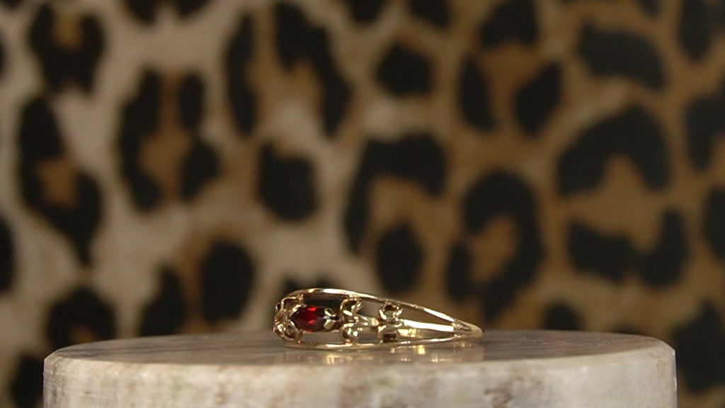 Garnet Scroll Ring