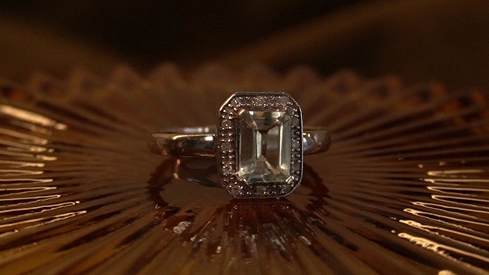 Aquamarine Halo Ring