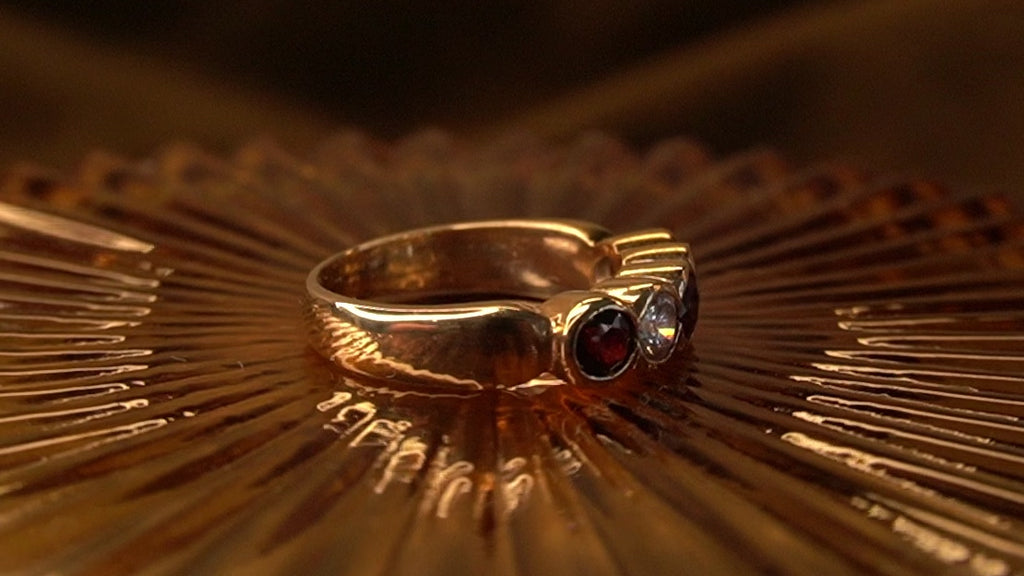 Garnet & CZ Five Stone